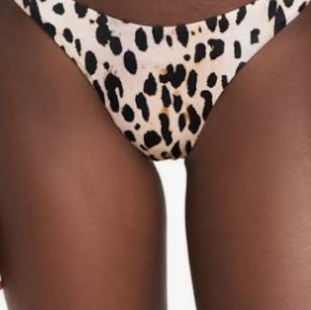 NWT Good American Women Rose Cheetah Leopard Print Bikini Bottom Swim Sz 2/M